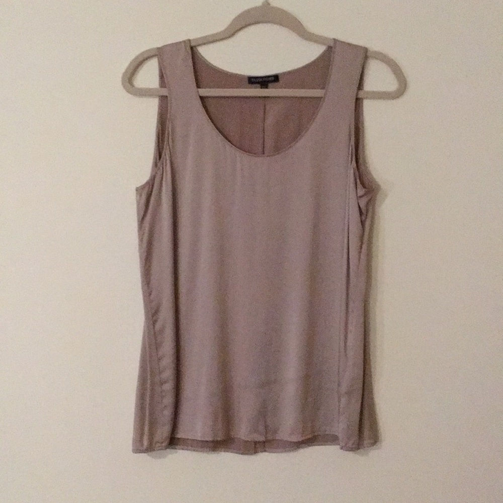 Beige metallic silk tank